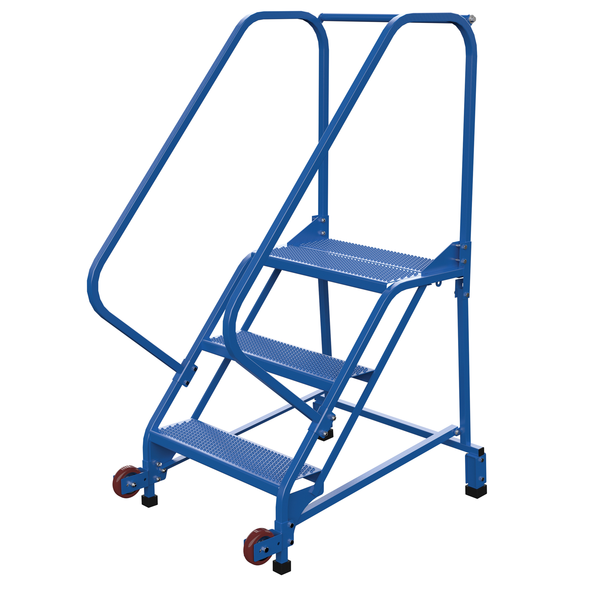 Vestil Tip-N-Roll Mobile Ladder - 3 Steps, 60in. Overall Height, Perforated Steel, Non-Slip, Model# LAD-TRN-50-3-P